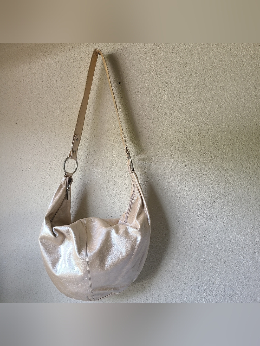 HOBO International Women's Leather Hobo Bag in Light Beige